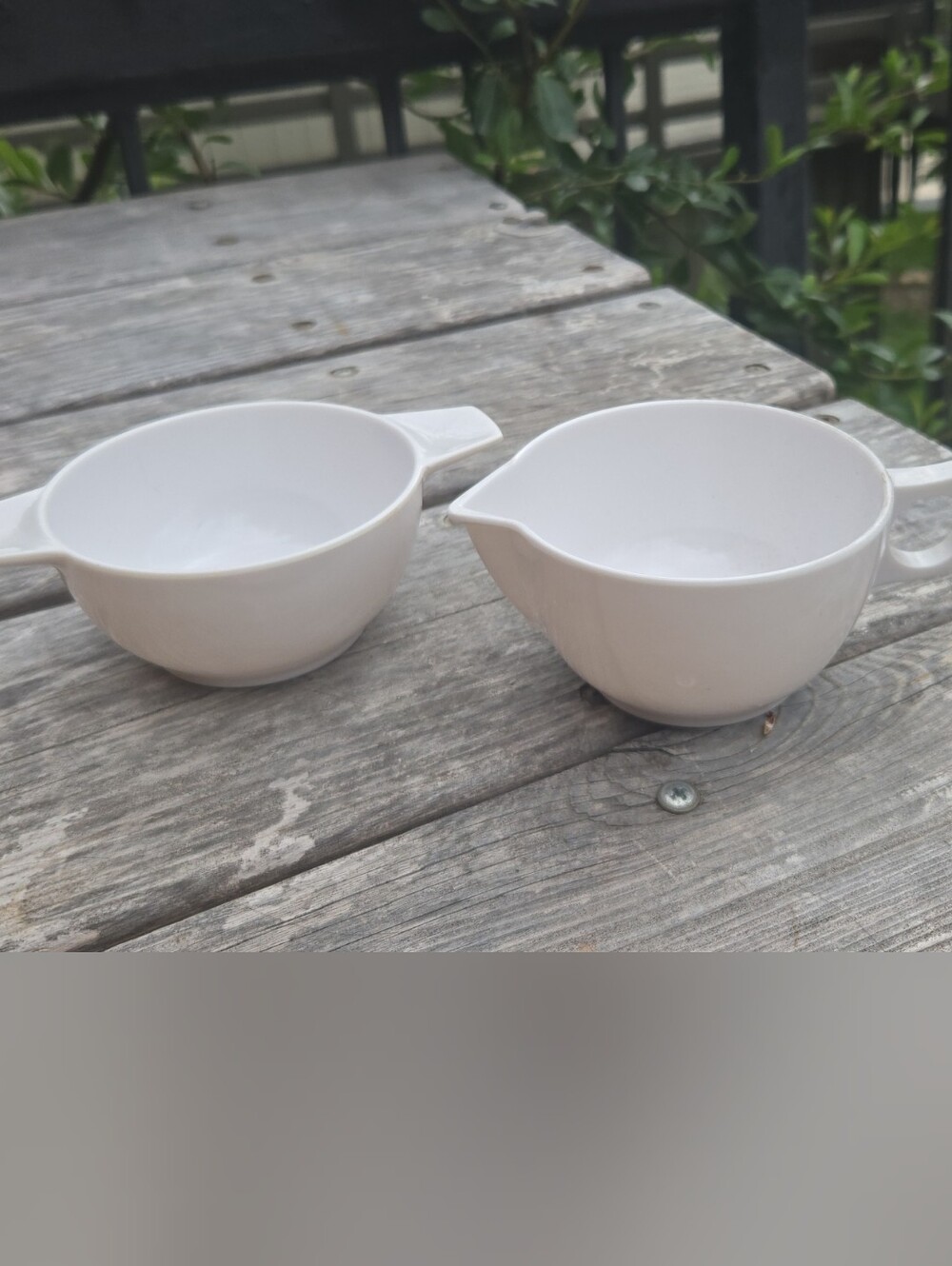 Vintage White Melamine Open Sugar & Creamer
